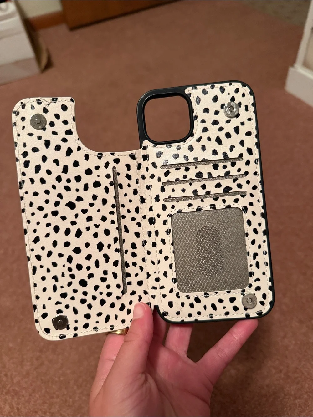 Stylish Cream & Black Dalmatian Print Phone Case